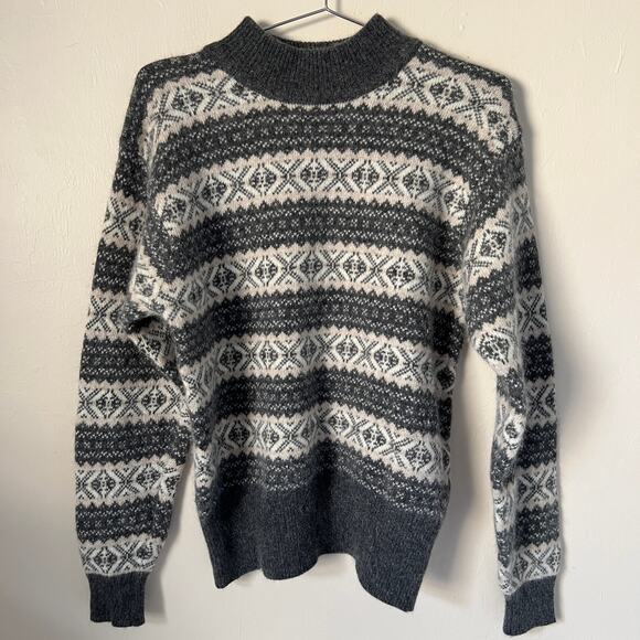 Liz Claiborne Fair Isle Mock Turtleneck Sweater Angora Lambswool Size M - Picture 1 of 7